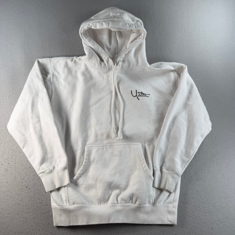 Vintage Y2K Yater Surfboards Santa Barbara Surf Shop White Hoodie M USA